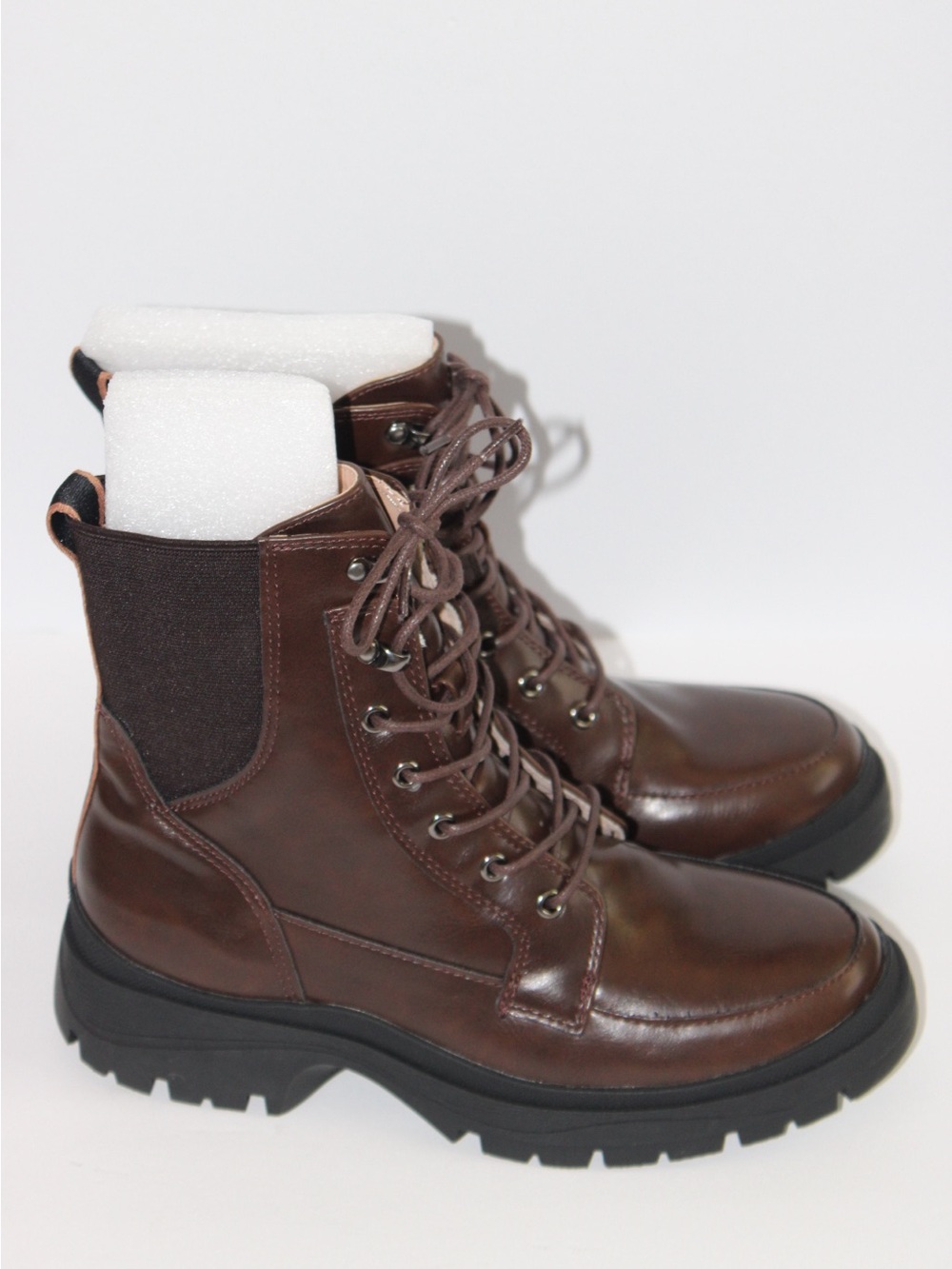 Brand New (NWOT or Box) Journee Collection Brown Lace-Up Combat Ankle Boots - Picture 2 of 11